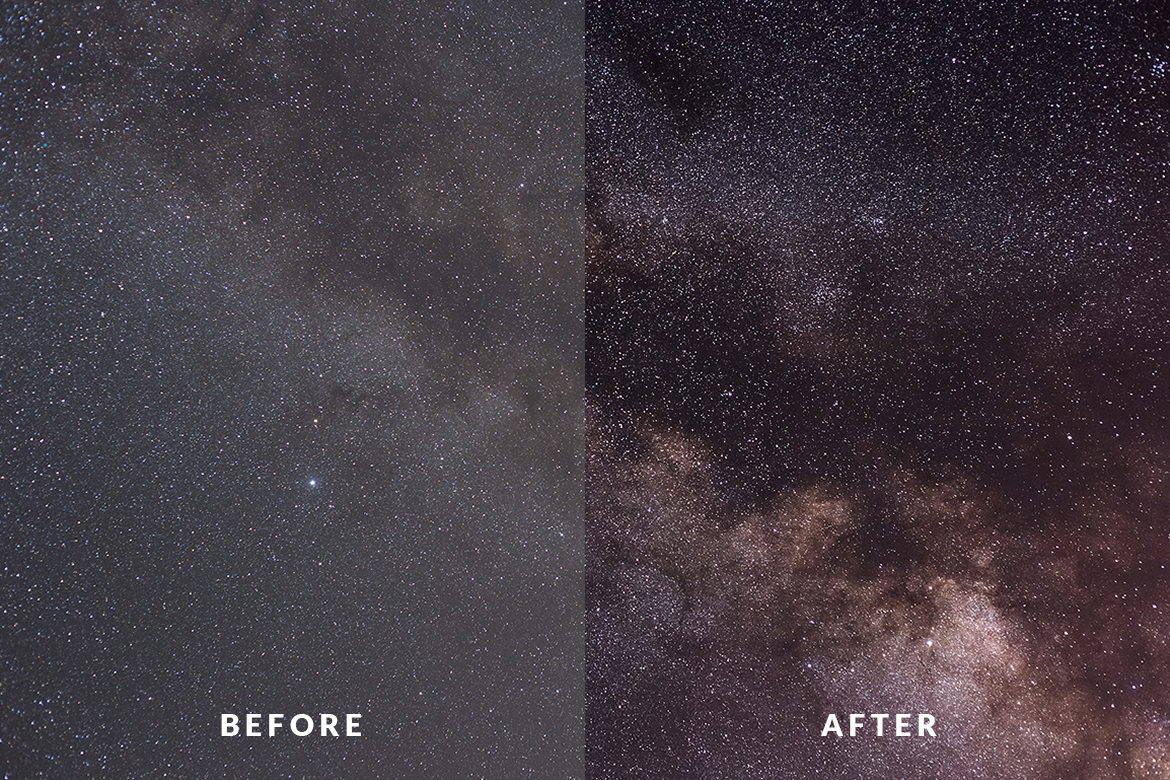 Before and after — Milky Way core detail