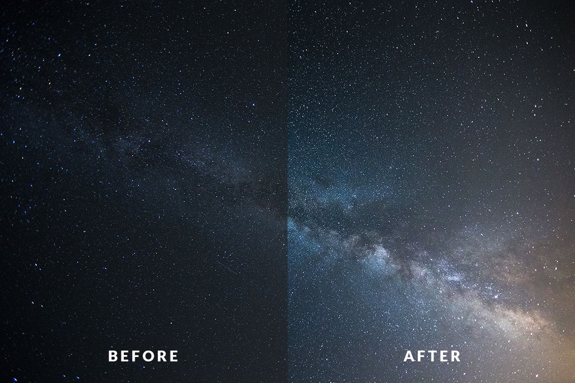 Before and after — Milky Way wide field